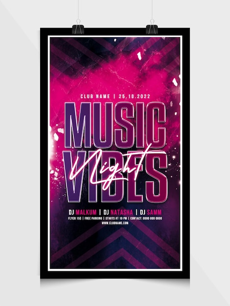 PSD music vibes night club party flyer vorlage