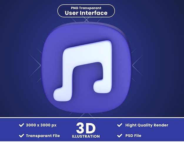 PSD música de ilustración de icono 3d