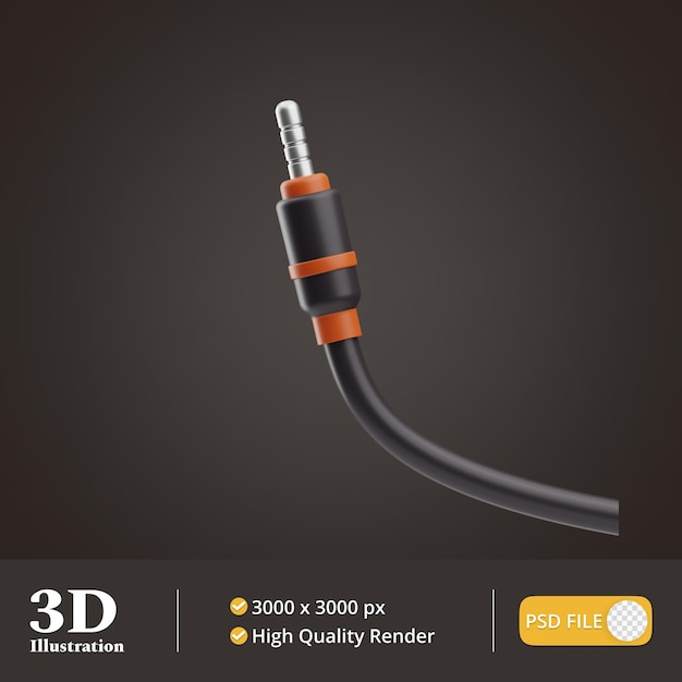 PSD música objeto audio jack ilustración 3d