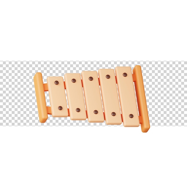 Música de xilófono con colorido icono de representación 3d para sitio web, aplicación o juego Xilófono divertido y simple