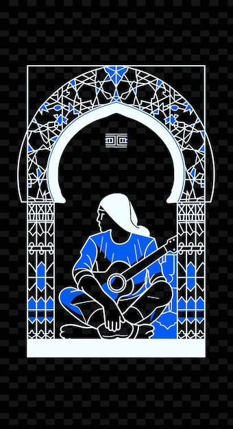 PSD músico rai en una casbah argelina con arcos y mosaicos p ilustración diseños de carteles musicales