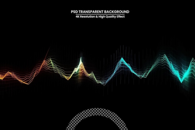 PSD musik-equalizer, neon-schallwellen, audio-digital-technologie, hintergrunddesign