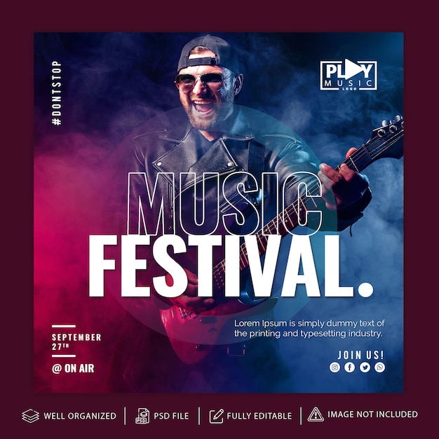 Musik-Instagram-Beitrag oder Cover-Vorlage