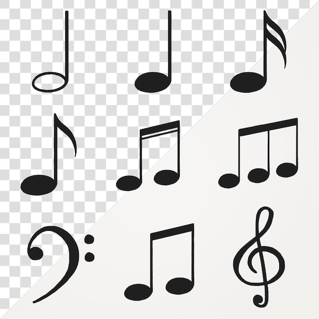 Musiknoten png-Schlüssel-Aufkleber schwarzes Doodle auf durchsichtigem Hintergrund