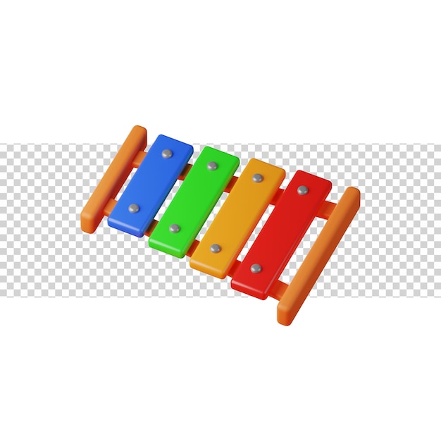 Musique xylophone avec icône de rendu 3d colorée pour site Web, application ou jeu Xylophone amusant et simple