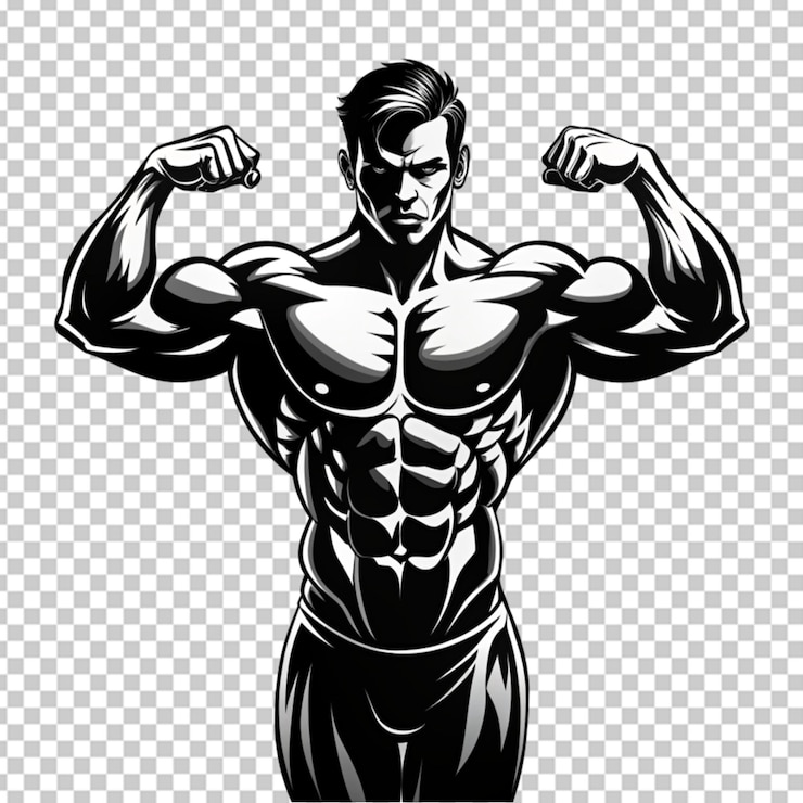 PSD muskel-bodybuilder-vektor-silhouette