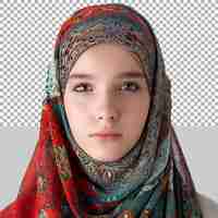 PSD muslimin trägt den hijab auf durchsichtigem hintergrund