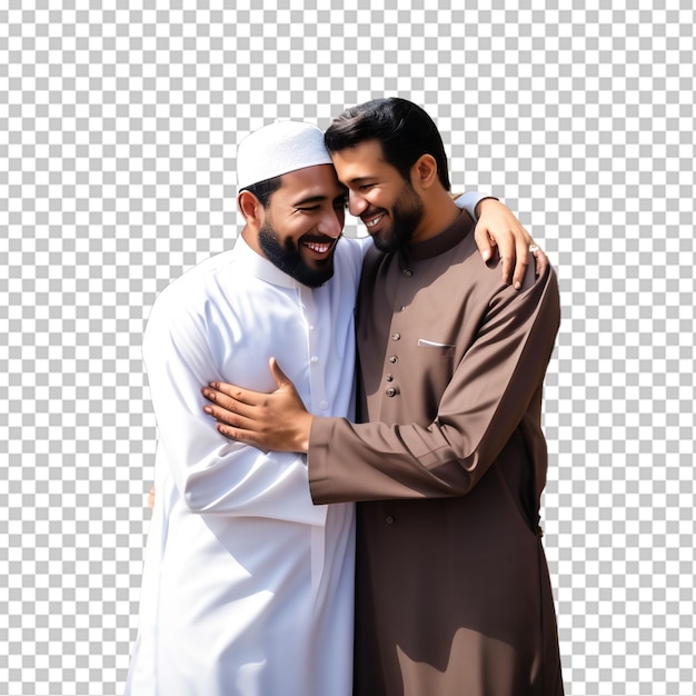 Muslimische männer, die sich umarmen