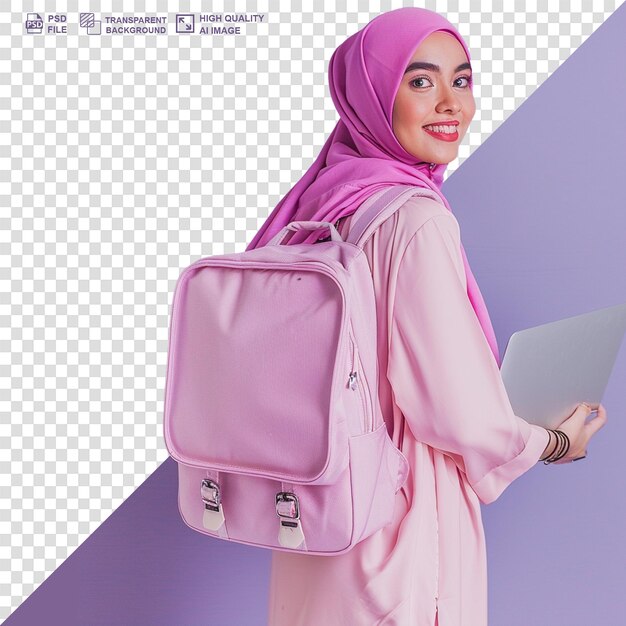 Muslimische Studentin im Hijab mit durchsichtigem Hintergrund