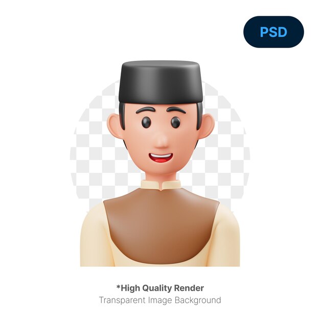 Muslimischer Mann 3D-Symbol Premium PSD