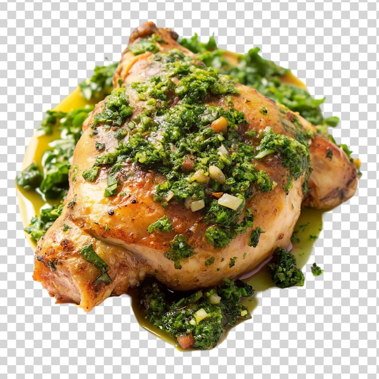 PSD el muslo de pollo chimichurri en un fondo transparente
