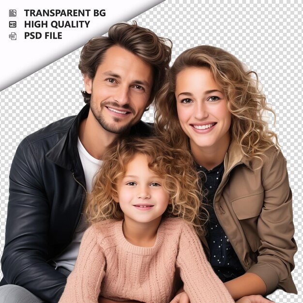 Mutige europäische familie ultra-realistischer stil weißer hintergrund