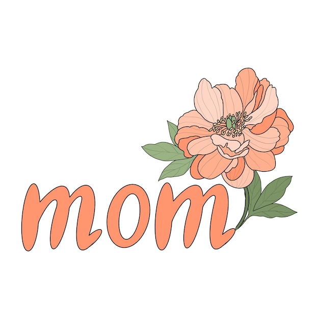 Mutter mit einer wunderschönen pfirsichfarbenen Blume