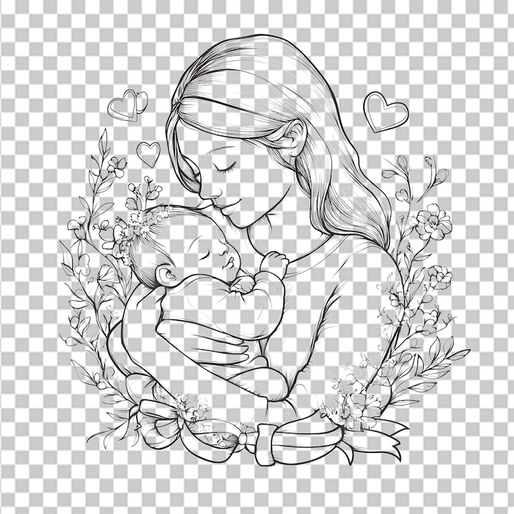 PSD mutter und baby illustration
