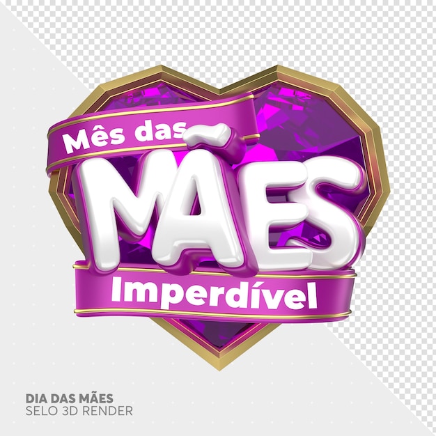 PSD muttertagsstempel 3d-rendering auf portugiesisch brasilien