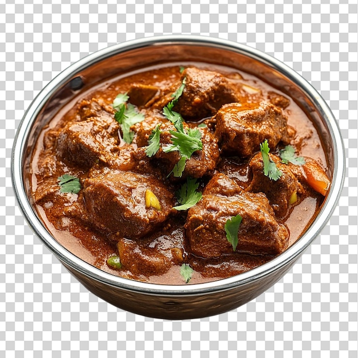 PSD mutton rogan josh aislado en un fondo transparente