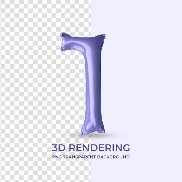 Muy peri globo número 1 renderizado 3d aislado fondo transparente
