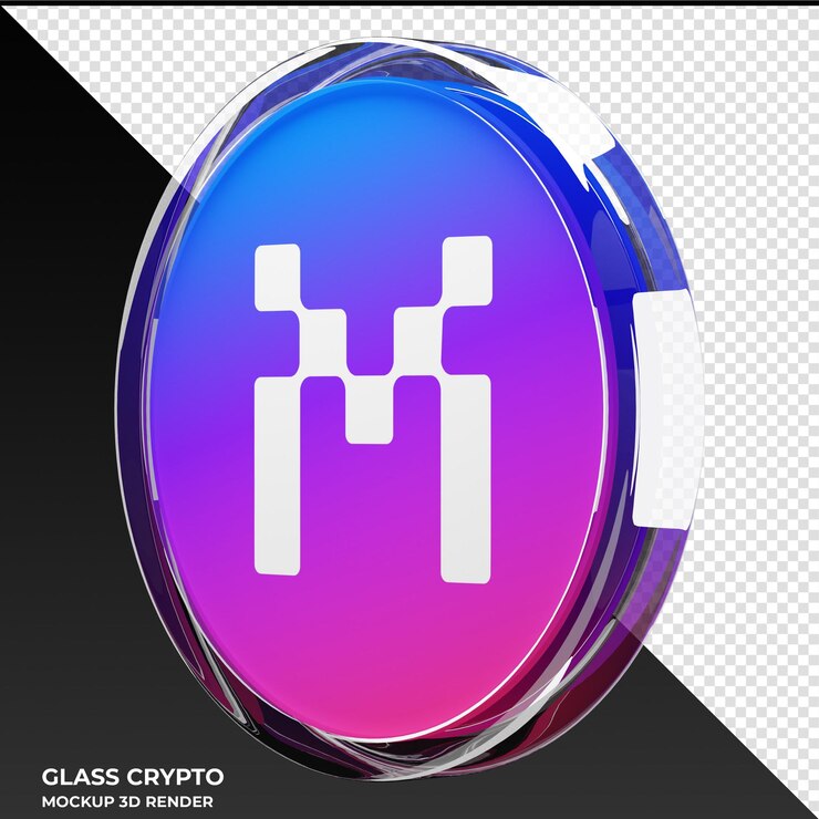 PSD mxc glass crypto coin ilustración 3d