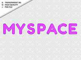 PSD myspace typographie texte violet en verre brillant psd transparent