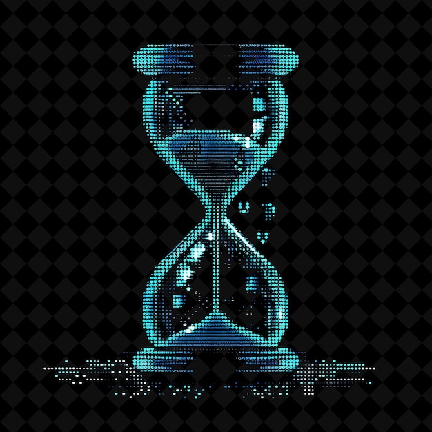 Mysterious Hourglass 8 Bit Pixel con arena y relojes con una forma de Y2K Colecciones de arte en color de neón