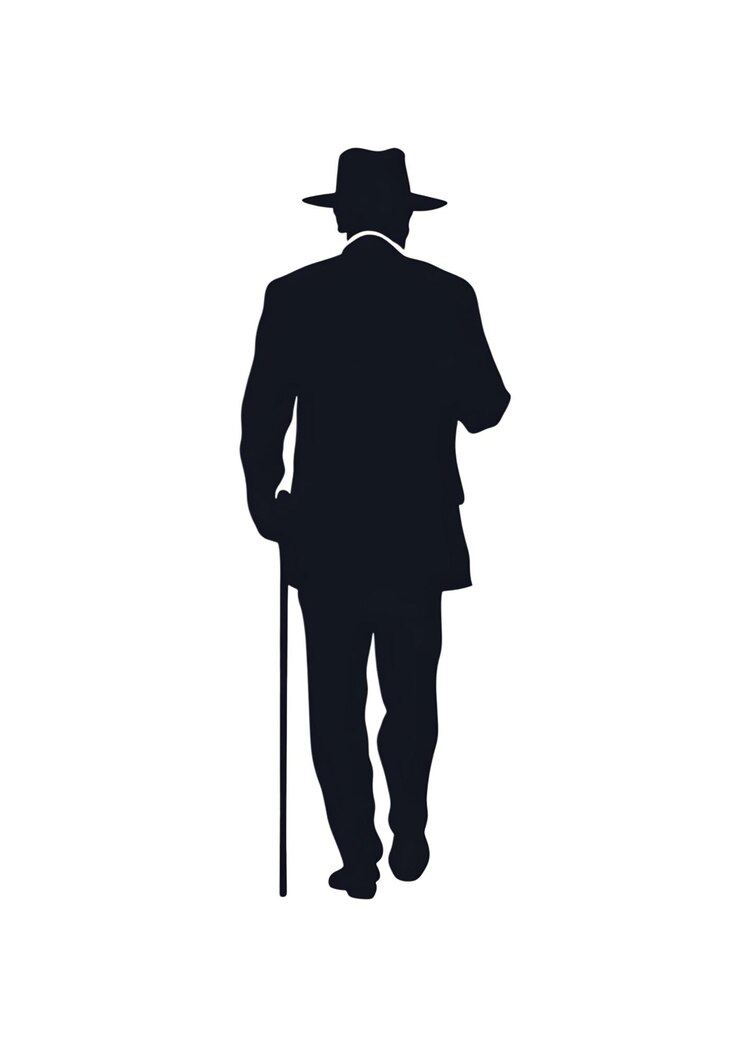 PSD mysterious man walking away silhouette style