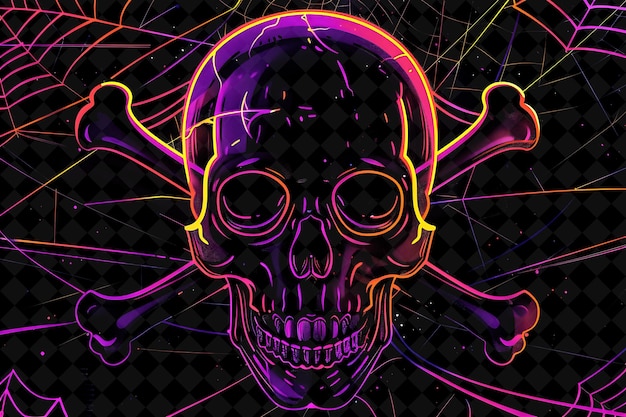 Mysterious skull 8 bit pixel mit crossbones und spinnweben y2k shape neon color art collections