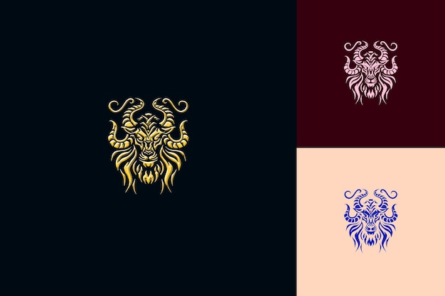 PSD mythisches chimera-logo mit löwen-ziege- und schlangendekorationen w kreative abstrakte vektordesigns