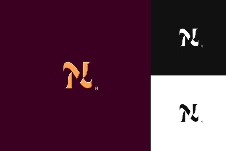 PSD n avec combinaison de lettres, de marques, de styles de conception de logo avec n formes, d'illustrations, de conceptions vectorielles de logo