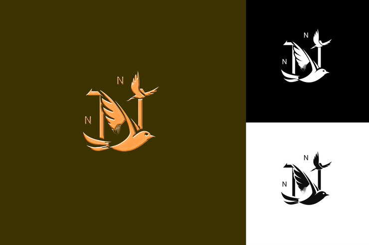 PSD n con espacio negativo estilo de diseño de logotipo con ilustración en forma de letra n diseños vectoriales de logotipo
