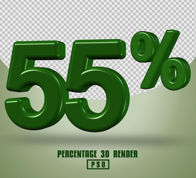 NÚMERO DE PERCENTAGEM 3D RENDER COR VERDE