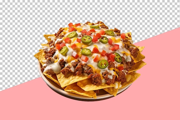 Nachos cargados, objeto aislado, fondo transparente