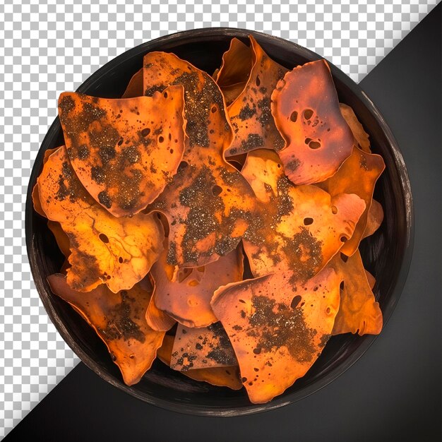 PSD nachos crocantes com detalhe de fundo transparente