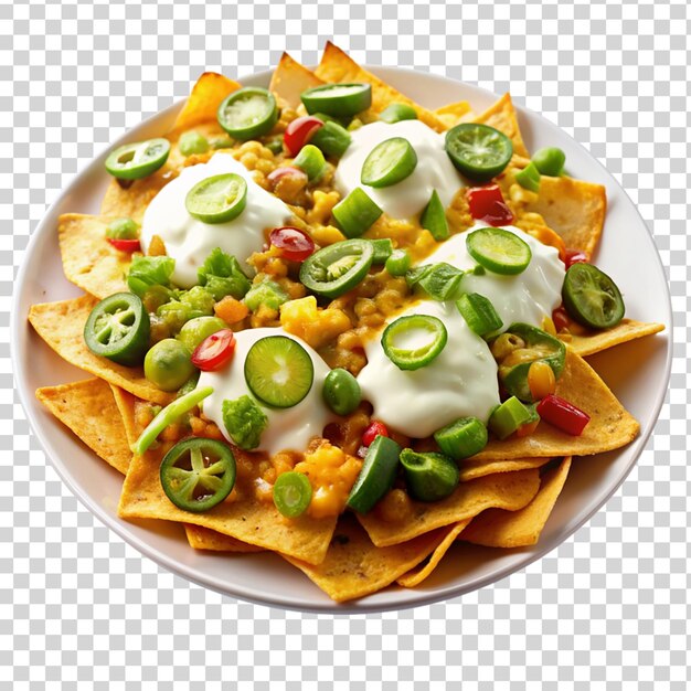 PSD nachos, die mit geschmolzenem käse auf durchsichtigem hintergrund isoliert sind