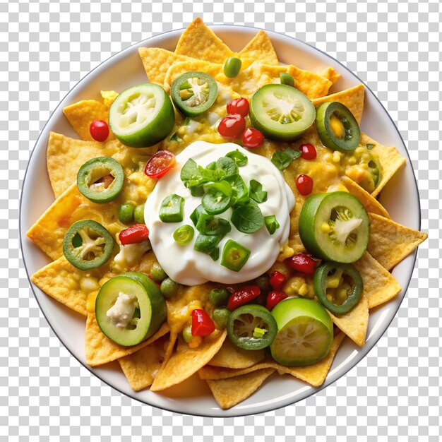 PSD nachos, die mit geschmolzenem käse auf durchsichtigem hintergrund isoliert sind