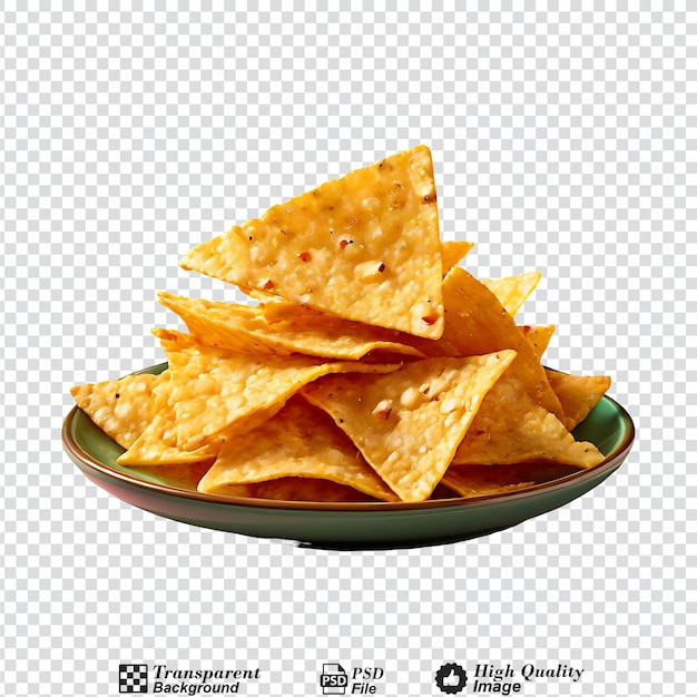 Nachos de papas fritas aislados sobre un fondo transparente