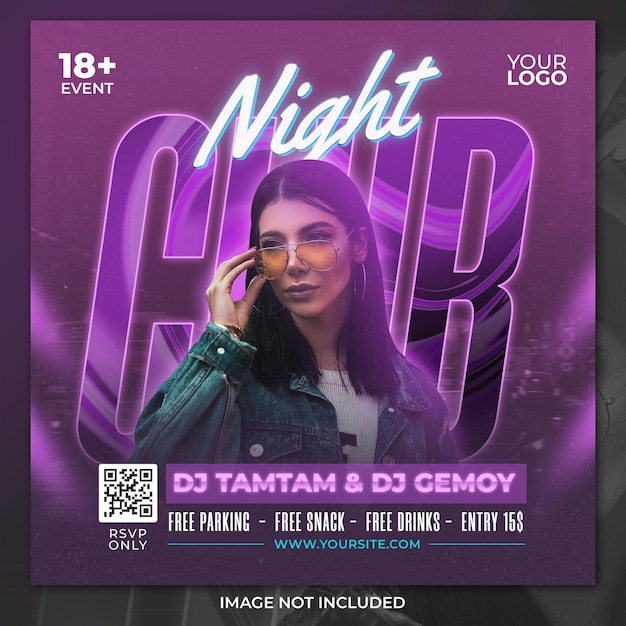 Nachtclub-DJ-Party-Flyer Social-Media-Beitrag
