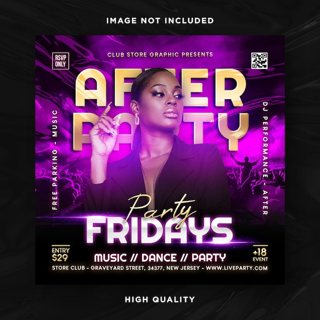Nachtclub-DJ-Party-Flyer Social-Media-Beitrag