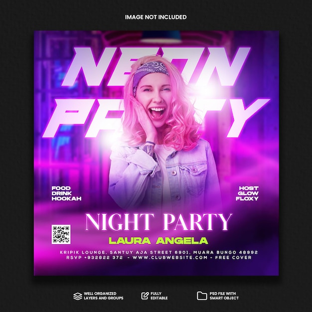 Nachtclub-Party-Flyer Social-Media-Beitrag