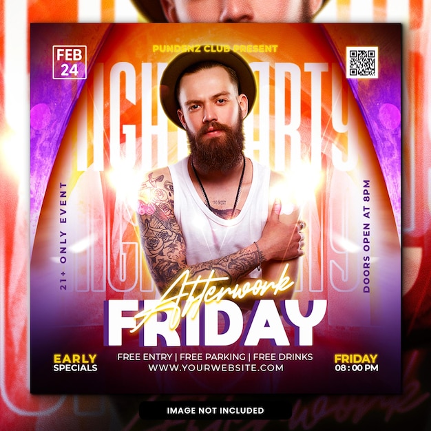 Nachtclub-Party-Flyer Social-Media-Beitrag