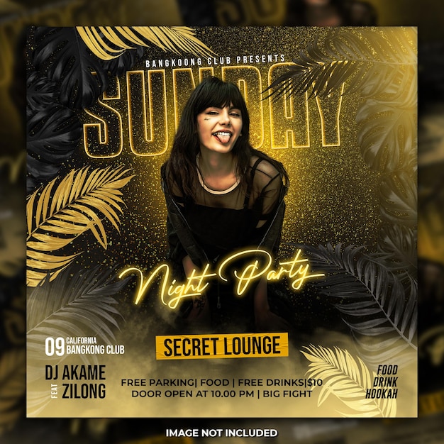 Nachtclub-Party-Flyer Social-Media-Beitragsvorlage