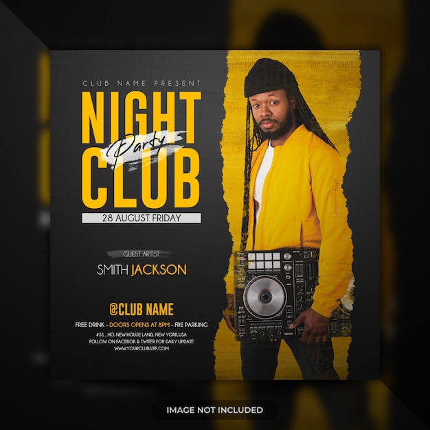 Nachtclub party flyer vorlage social media post banner oder poster