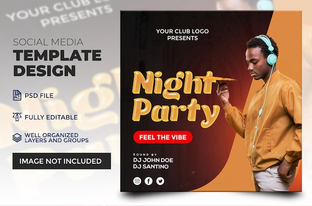 Nachtclub-Party-Plakat Vorlagendesign