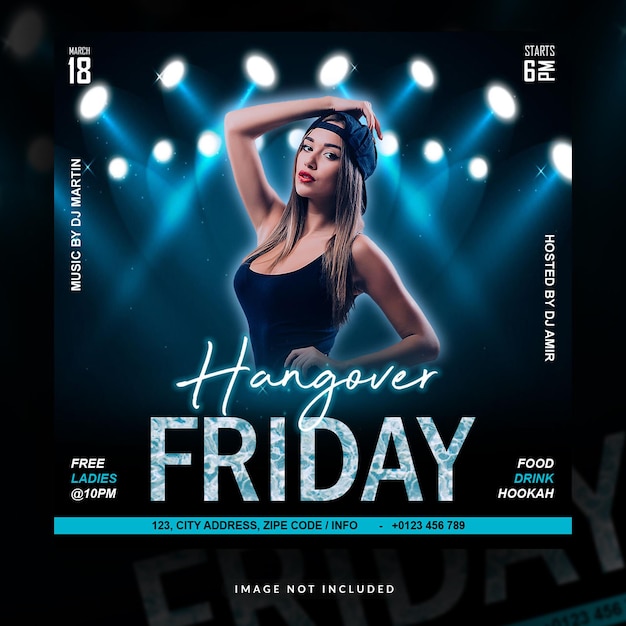Nachtpartyflyer, Social-Media-Post und Web-Banner