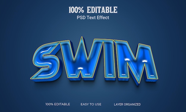 Nadar Efecto de texto 3D Estilo de texto editable Archivo PSD