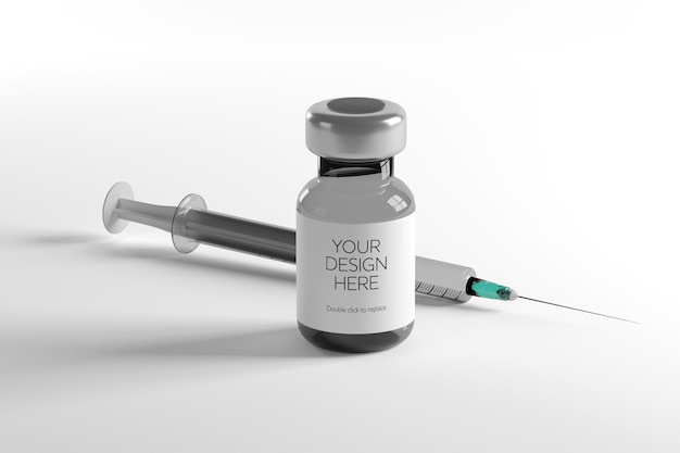 Nahaufnahme auf 3D-Rendering des Impfstoffkonzepts