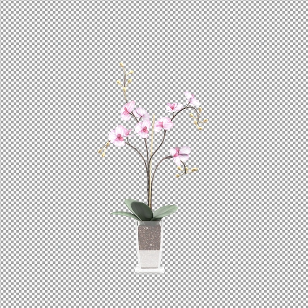 Nahaufnahme auf Blume in einer Vase 3D-Rendering