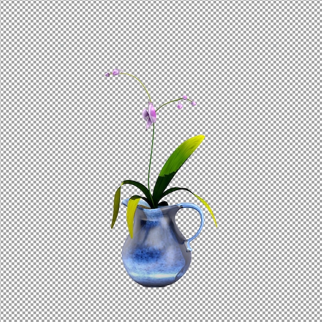 Nahaufnahme auf Blume in einer Vase 3D-Rendering