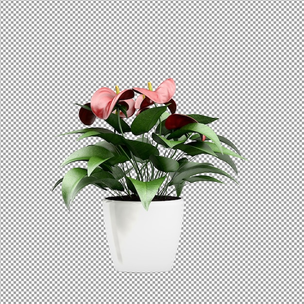 Nahaufnahme auf blume in einer vase 3d-rendering