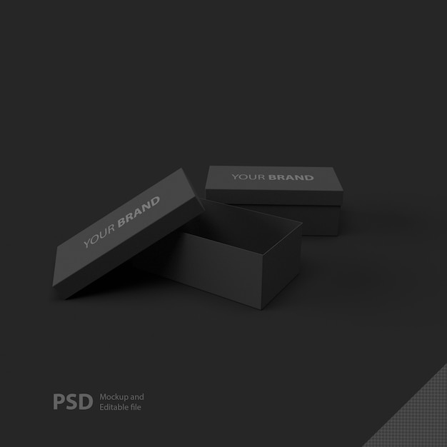 PSD nahaufnahme auf box packaging isolated