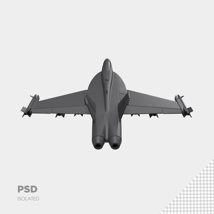 PSD nahaufnahme auf düsenflugzeug isoliert